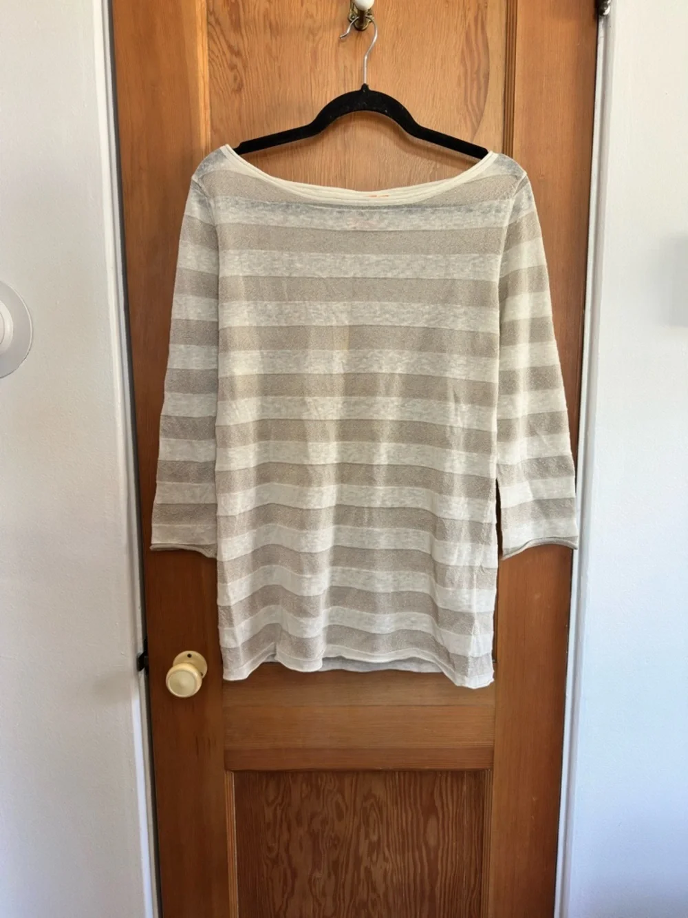 tory burch cotton linen blend metallic striped long sleeve lightweight sweater